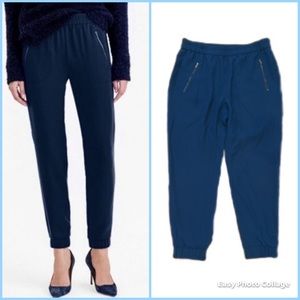 J Crew Turner Crepe Joggers in Blue, size 8P